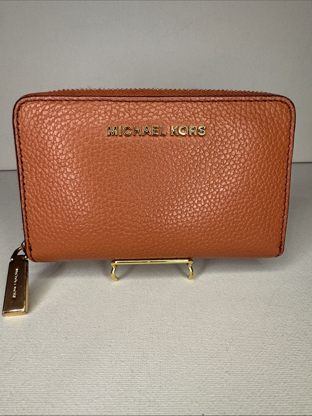 Michael Kors Jet Set Small Pebbled Leather Zip-Around Card Case Wallet